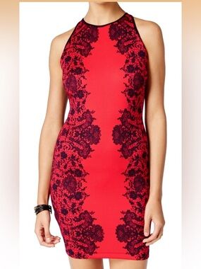 B. Darlin Size 1/2 Printed
Sleeveless Halter Back BodyCon
Mini juniors dress